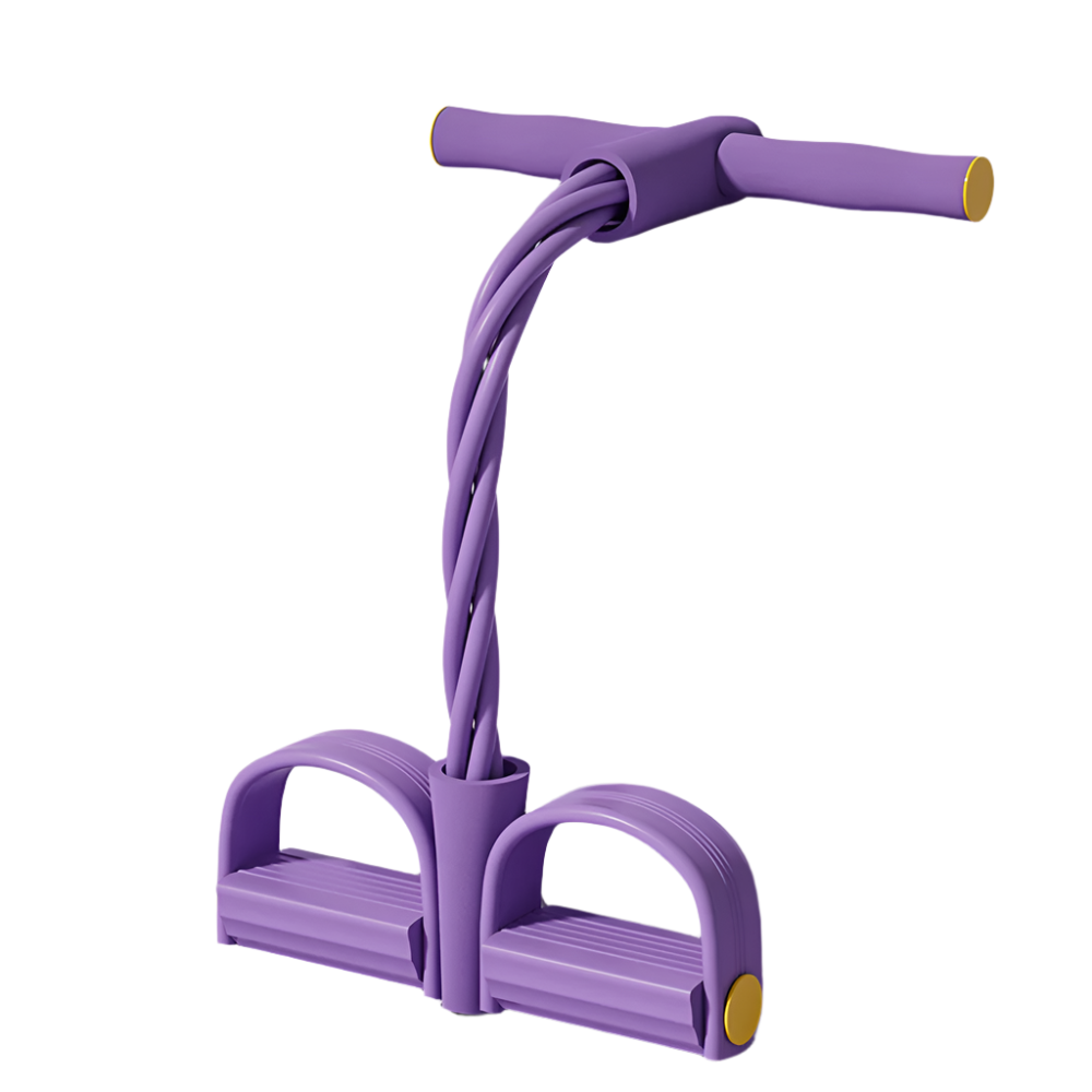 Relisora 4 tube yoga pedal puller resistance band shown front on with foam handles and soft TPE foot pedals for full body toning.