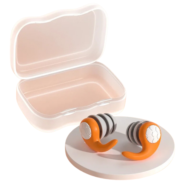 Orange and gray dental tool with a beige case on a white background