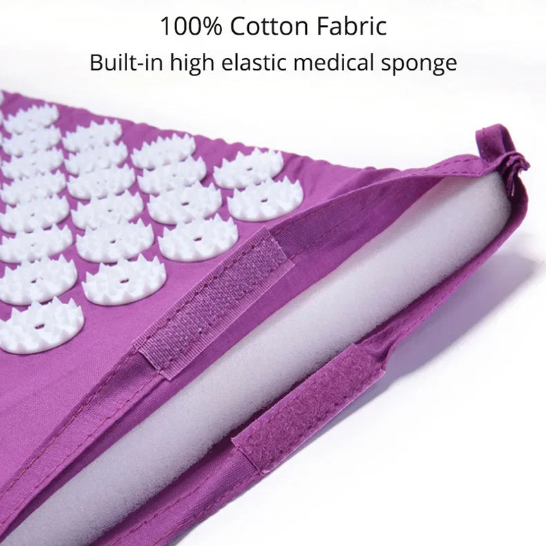 Purple fabric with white medical sponge on a white background