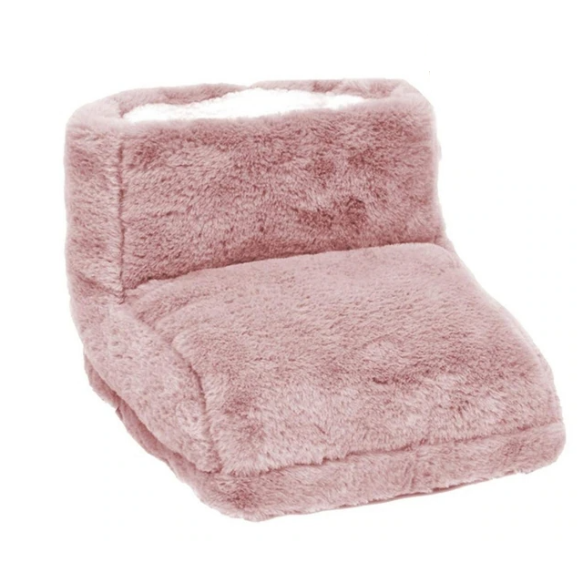 Electric foot warmer, front view, plush fabric with anti-slip base and USB-powered heater, three heat settings and 90-minute timer for cosy winter comfort.