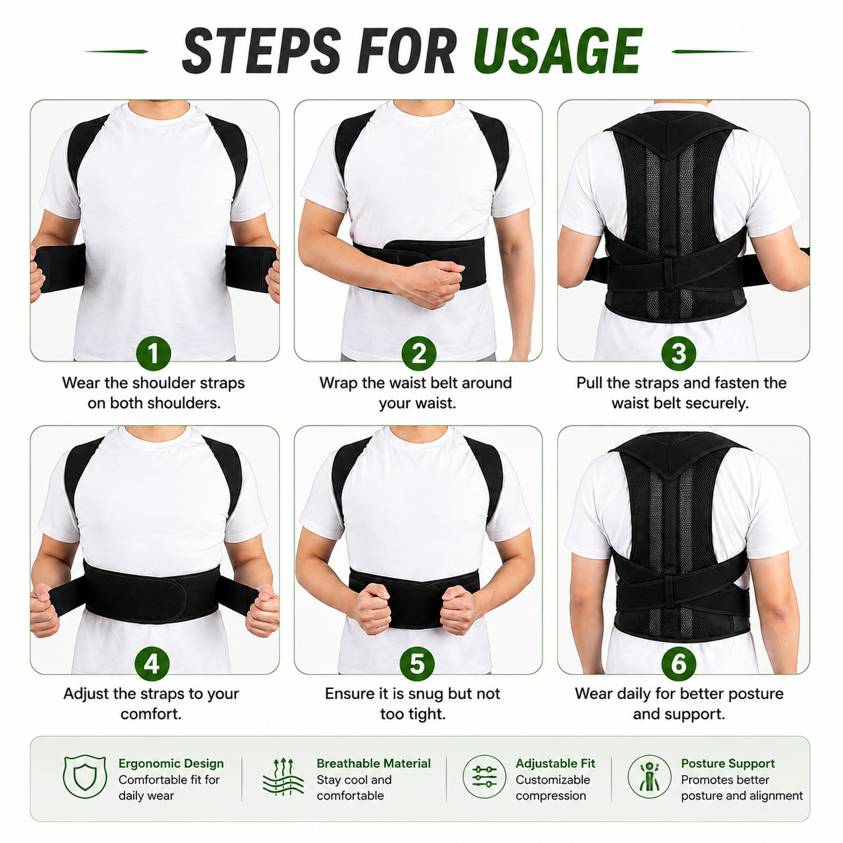 Adjustable Back & Shoulder Posture Brace
