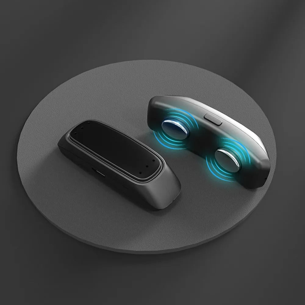 Wireless earbuds with charging case on a dark background
