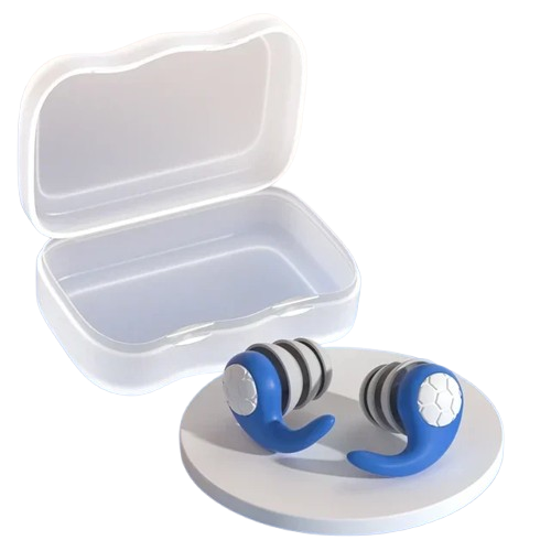 Calming sleep noise cancelling silicone earplugs in a front hero view, showing the soft triple-layer design for comfortable night-time wear.