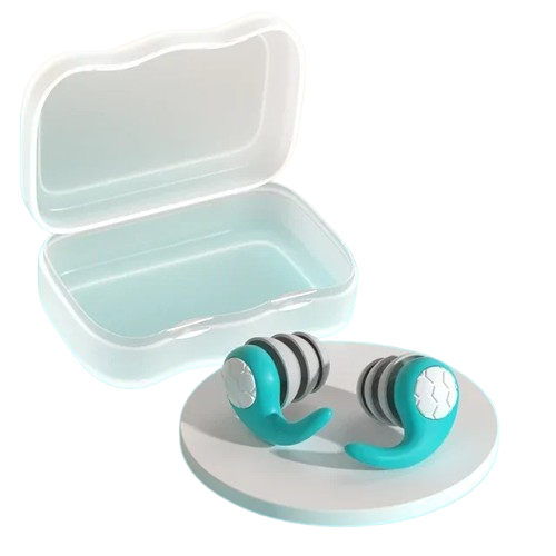 Calming sleep noise cancelling silicone earplugs in a front hero view, showing the soft triple-layer design for comfortable night-time wear.
