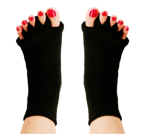 Cotton blend toe separator socks in a hero view showing five-finger design and breathable knit that helps support natural toe alignment.
