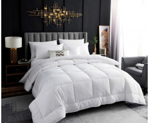 Ultra warm winter weight down alternative quilt in queen size shown from the front, with soft brushed microfibre cover.