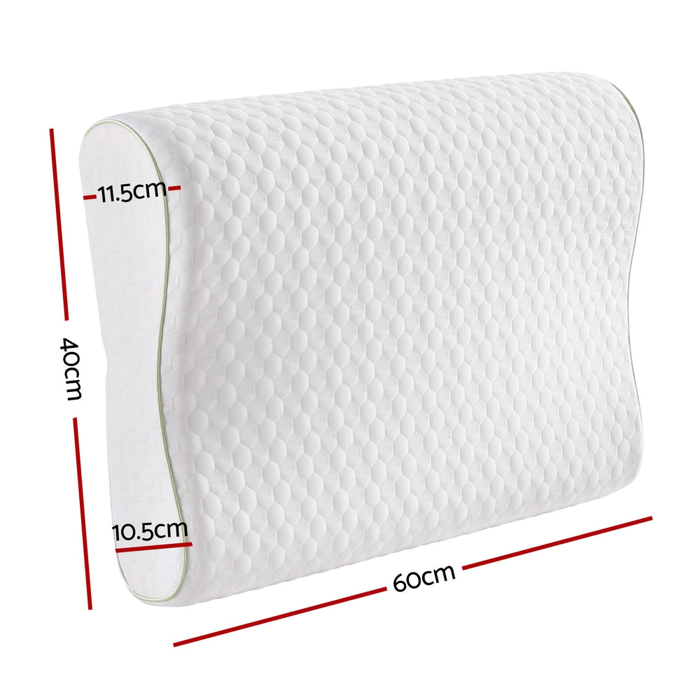 White pillow with measurements on a white background