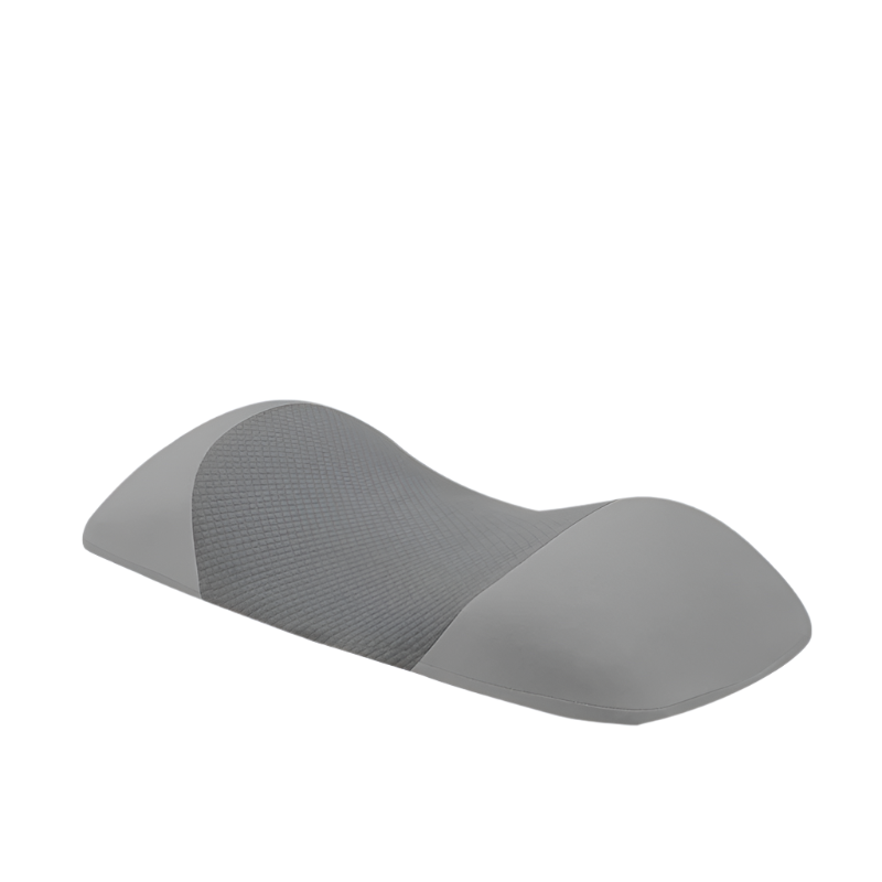 Memory foam lumbar support sleep pillow in front view, contoured for lower back comfort with a breathable removable cover.