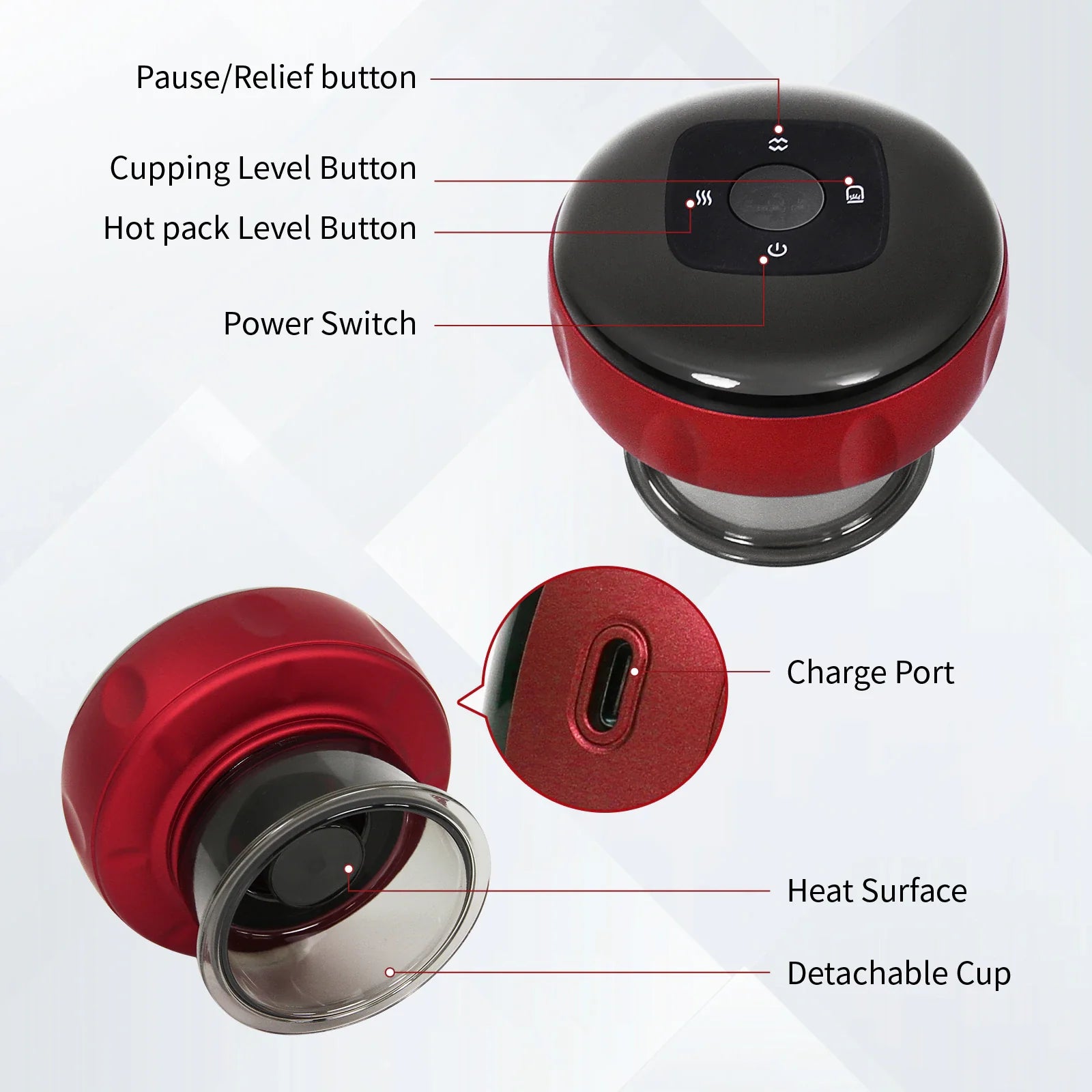 Electric Vacuum Cupping Massager | Red Light